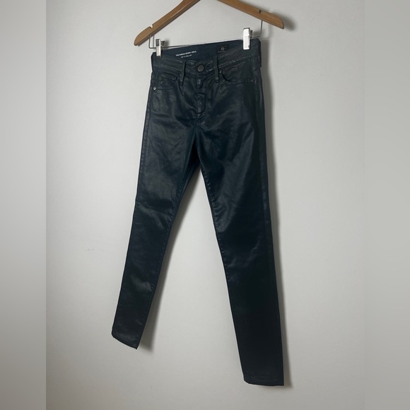 AG Adriano Goldschmied The Farrah High Rise Skinny Teal Leatherette Jeans Sz 24R - Picture 5 of 13